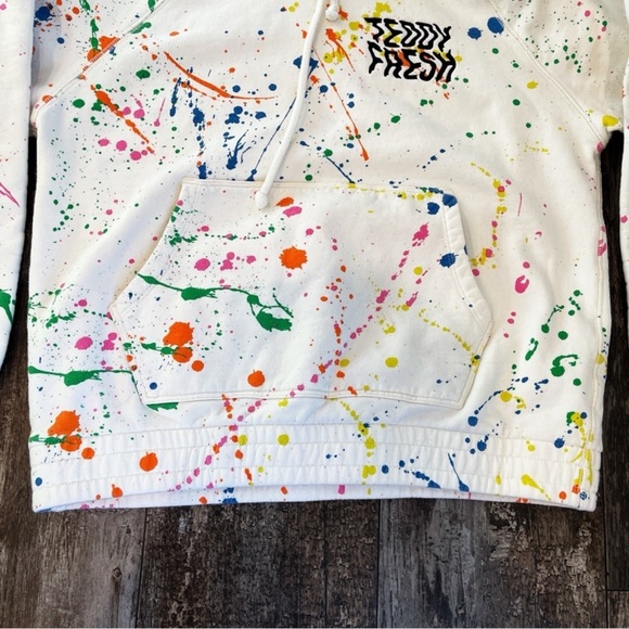 Teddy Fresh Paint Spatter Hoodie Sweatshirt Mens Small White - Picture 5 of 11